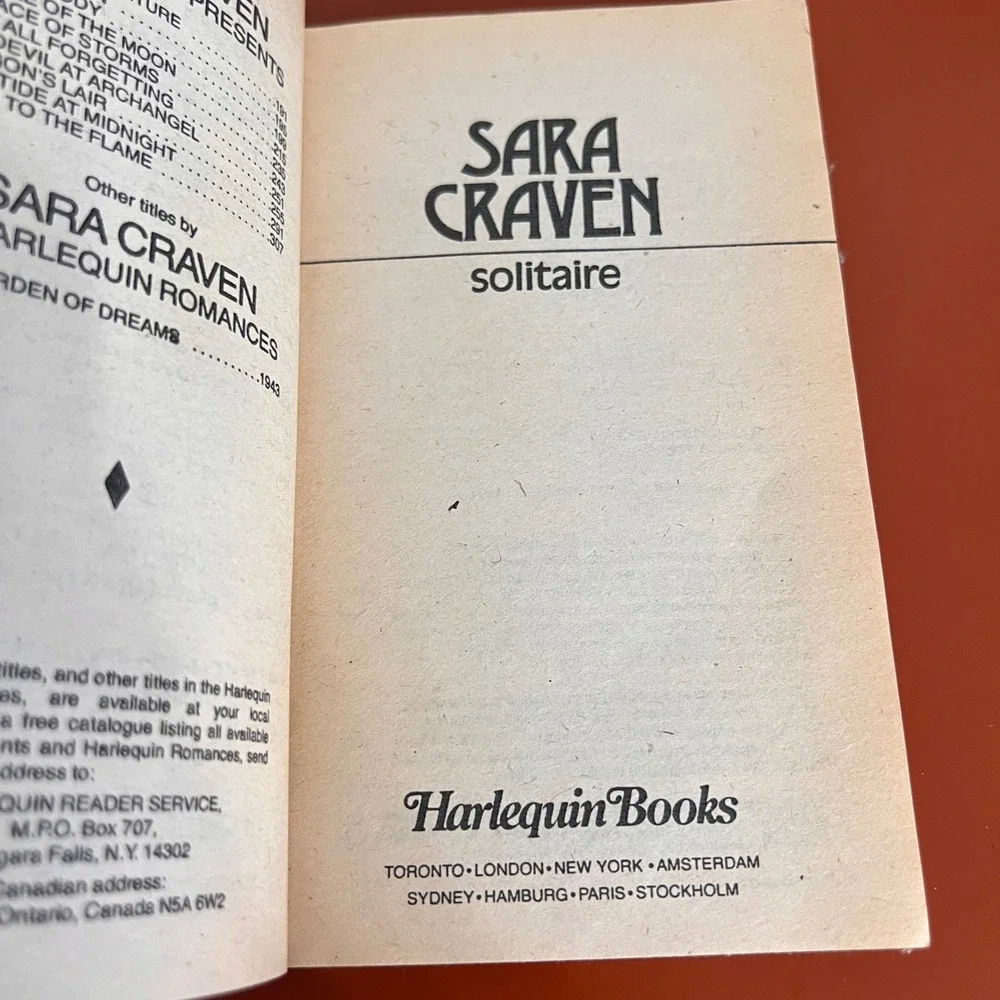 Solitaire by‎ Sara Craven Harlequin Presents 325 Vintage 1979 Romance Paperback
